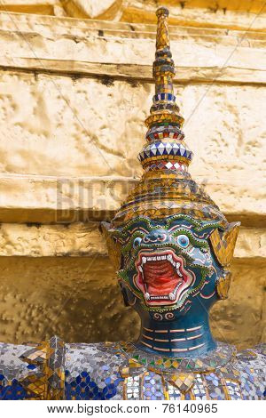 Green Face Monkey In The Temple Of The Emerald Buddha