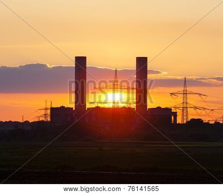 Power Station And Sunset