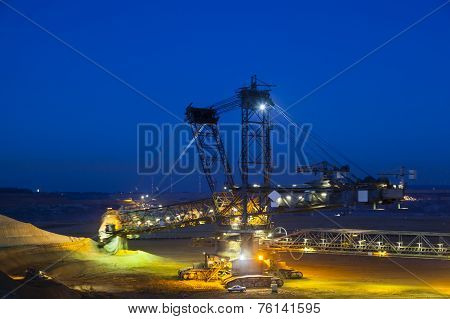 Bucket Wheel Excavator At Night