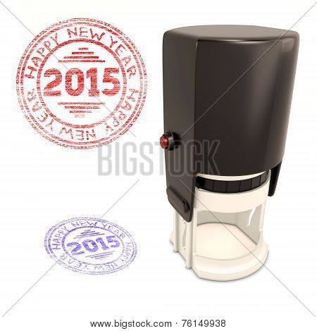 Plastic Stamp With The Text Happy New Year 2015 Isolated On White Background