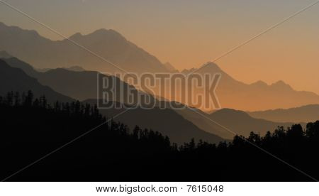 Sunrise annapurna rozsahů, Nepál