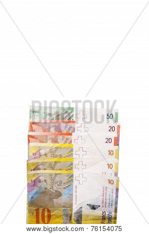 Edge Of Swiss Francs Currency Stack With Copy Space