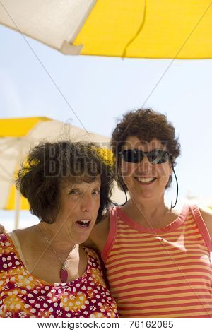 Two Senior Women Friends Happy At Beach