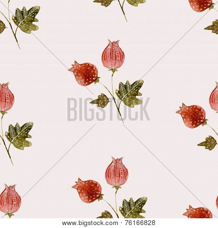 Hand drawn style watercolor flower bur nature seamless pattern