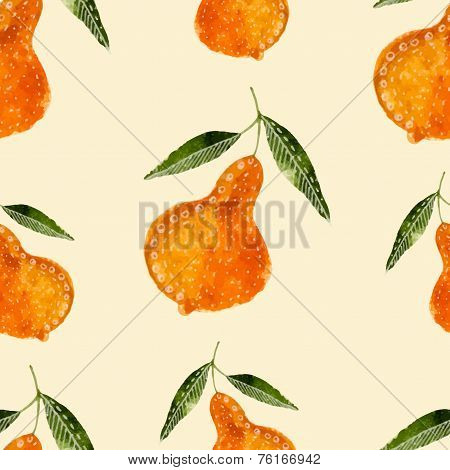 Hand Drawn Style Watercolor Seamless Pattern Pear