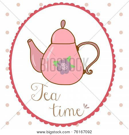 Teapot hand drawn shabby chic style
