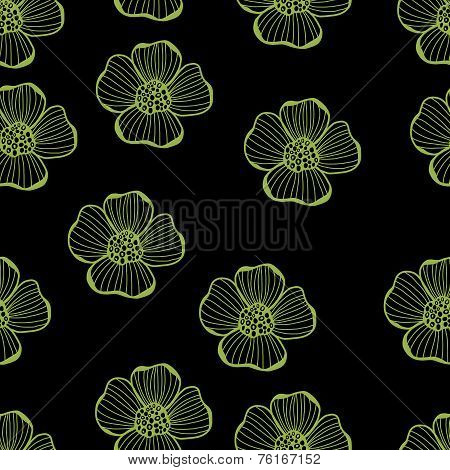 Pastel hand drawing flowers seamless pattern.