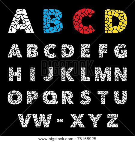 Mosaic puzzle alphabet set. Vector design