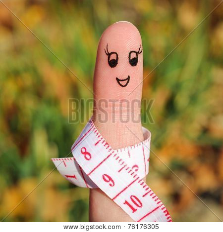 Finger art of a girl with meter.