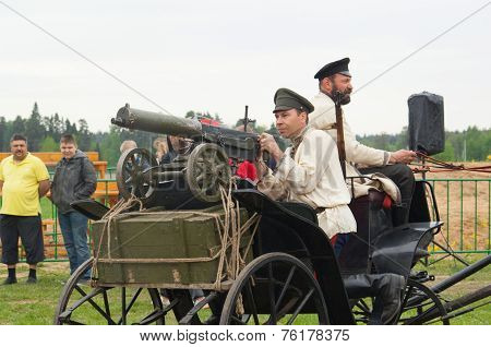Men On Cart With Maxim Machine Gun