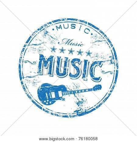 Music grunge rubber stamp