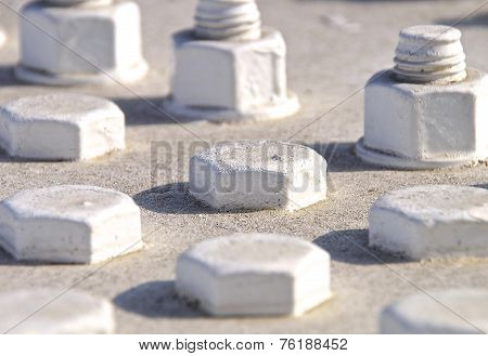 Closeup of big bolt and nut