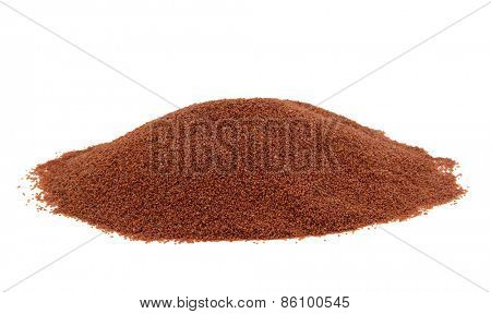 Lepidium seed used in chinese herbal medicine over white background. Ting li zi. Lepidium sativum.