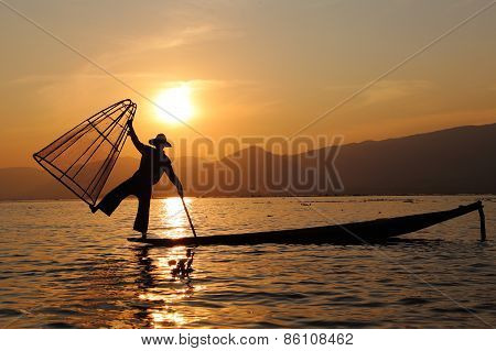 Traditional Fisherman at Inle Lake