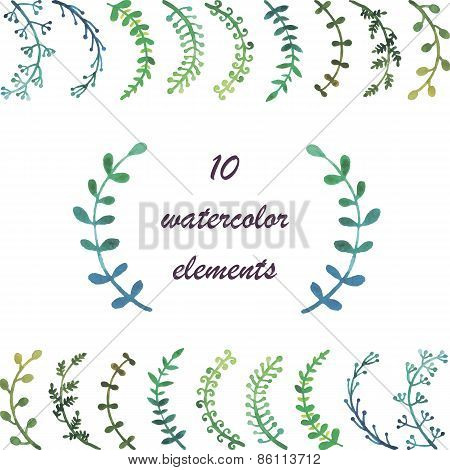 Watercolor floral elements
