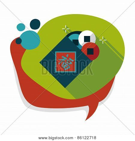Chinese New Year Flat Icon With Long Shadow,eps10, Ancient Coins Lucky Pendant Means 