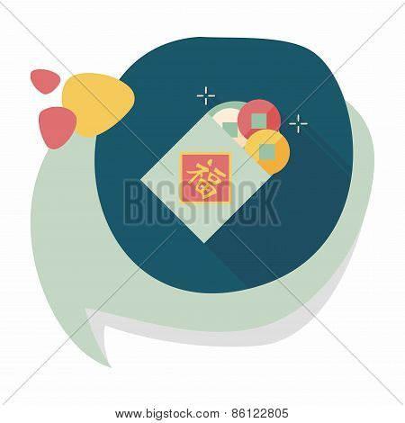 Chinese New Year Flat Icon With Long Shadow,eps10, Ancient Coins Lucky Pendant Means 