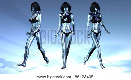 Digital 3D Illustration Of Walking Manikins