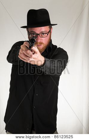 Man Holding a Pistol Gun