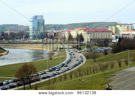Vilnius City Panorama With Barclays Bank And Educology University
