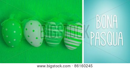 Bona pasqua against blue vignette background