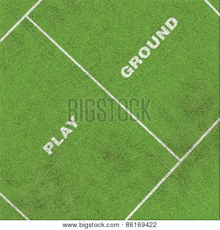 Playground With Area And Text On Grass