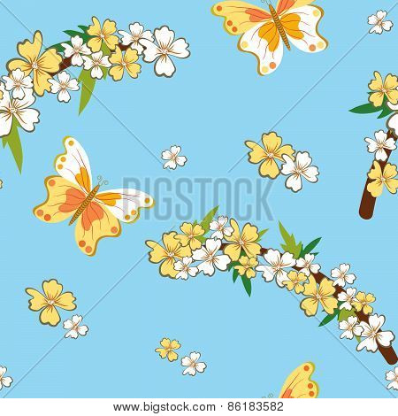 Seamless pattern with spring theme.