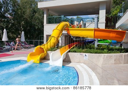 Entertainment complex and pool. Side. Turkey