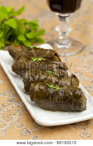 Cabbage Rolls In Grape Leaves