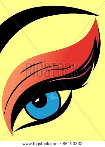 Colourful Eye With Fluffy Eyelid Close-up