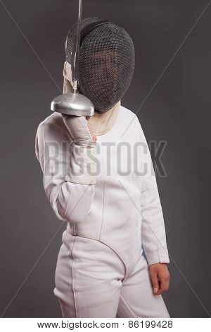 Female fencer with sword