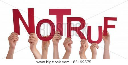 People Holding German Word Notruf Means Emergency
