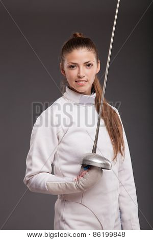 Female fencer with sword