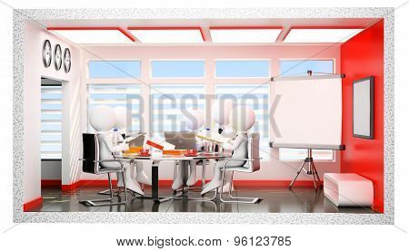 3D White People. Section Of Daily Office Life. Informal Meeting