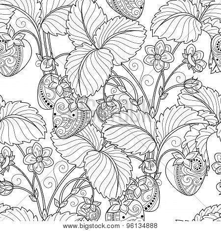 Vector Seamless Monochrome Fruit Pattern