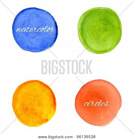 Bright watercolor circles, design elements