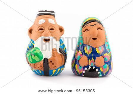 National uzbek figurine -traditional souvenirs isolated on the white background.