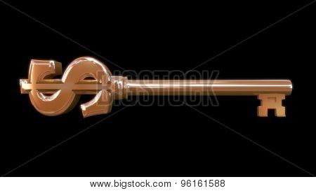 Gold Key with Dollar Sign