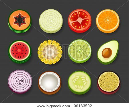 Set collection of fruit Natural