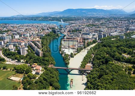 Aerial View Of  Geneva City In Switzerland