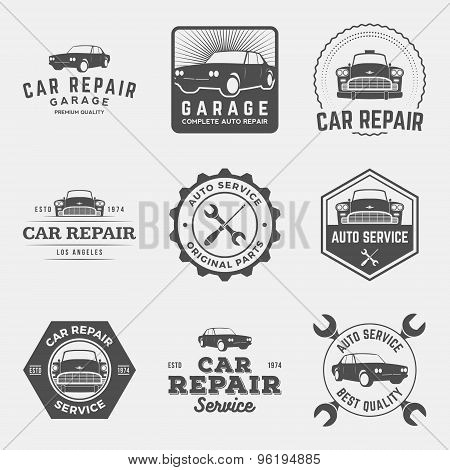 Vector Set Of Car Repair Service Labels