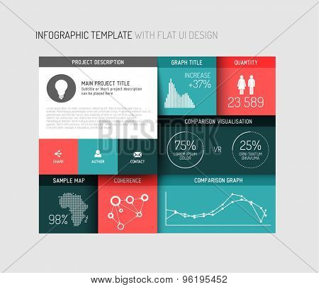 Vector flat user interface (UI) infographic template / design - version with shadows