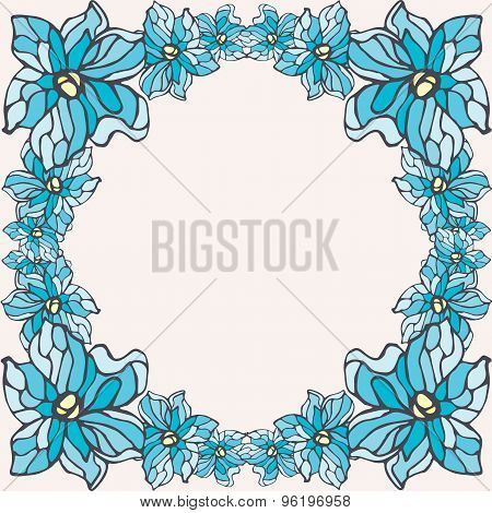 Blue flowers frame