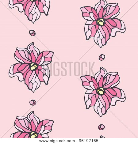 Seamless Pattern With Pink Flowers
