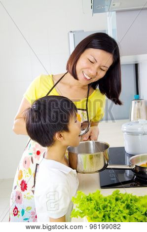 Asian family kitchen lifestyle