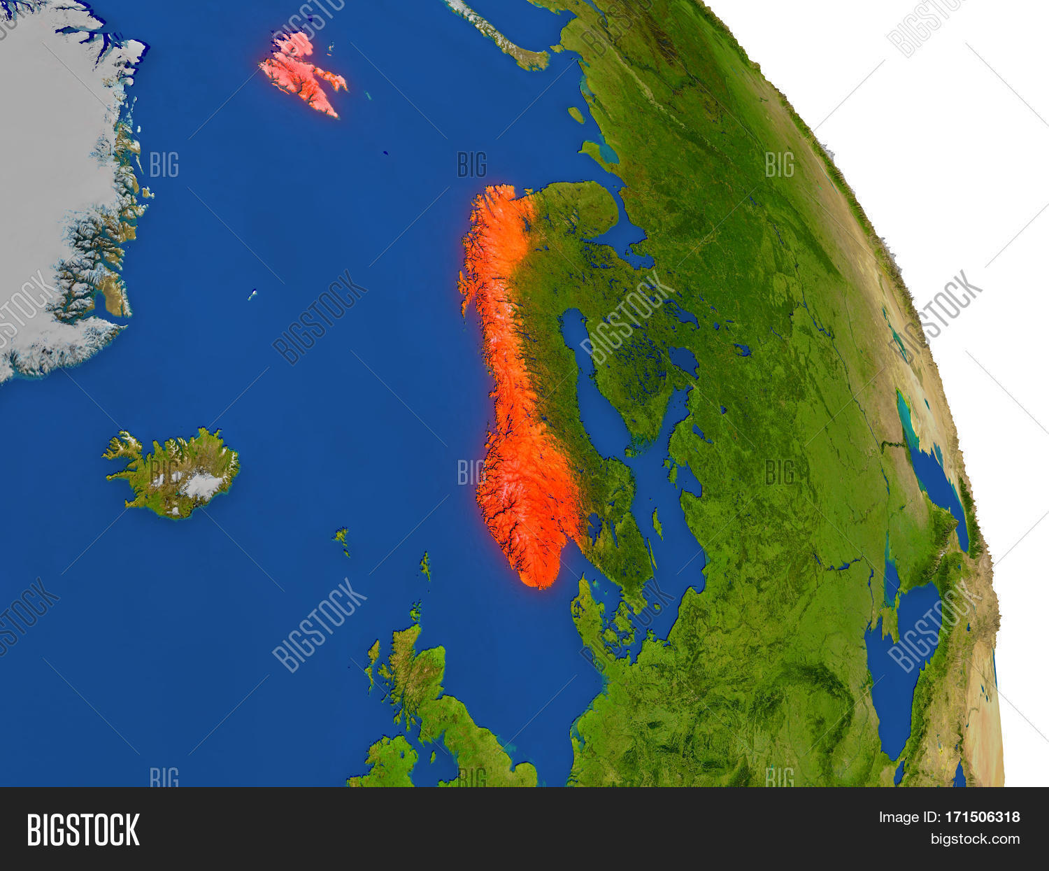Imagen y foto Map Norway Red (prueba gratis) Bigstock