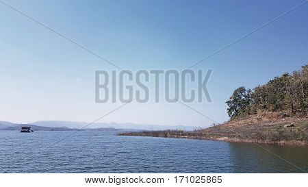 Beautiful river with sunrise,vintage style,Samprasob river landscape with multicolored sunrise. Lake landscape. Beautiful landscape with golden sunset.