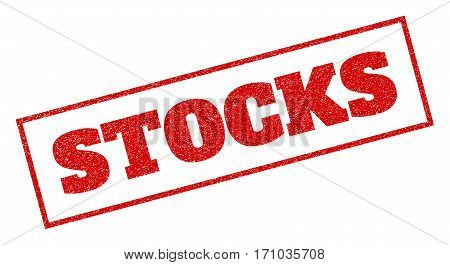 Red Rubber Seal Stamp With Stocks Text. Vector Caption Inside Rectangular Shape. Grunge Design And U