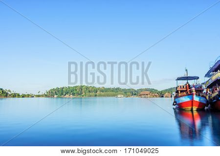 Thailand - February 4: Sunrise at Bang-Bao Koh Chang Trat Province on February 3 2017 in Thailand.