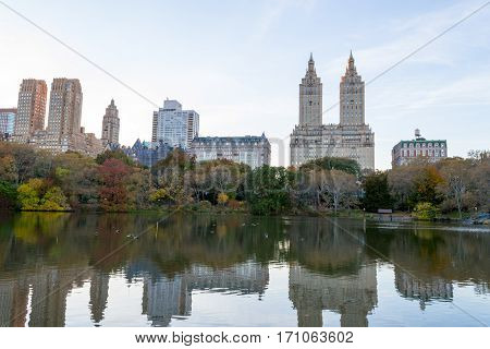 San Remo Appartments From The East Side Of The Lake In Central Park